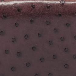 Pre Owned Loro Piana Purple Ostrich Zip Coin Purse