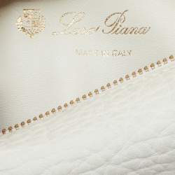 Pre Owned Loro Piana Off White Leather Zip L14 Pouch