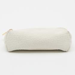 Pre Owned Loro Piana Off White Leather Zip L14 Pouch