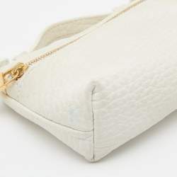 Pre Owned Loro Piana Off White Leather Zip L14 Pouch