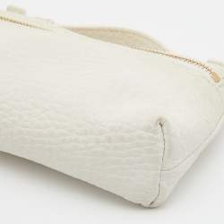 Pre Owned Loro Piana Off White Leather Zip L14 Pouch