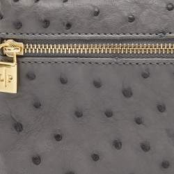Pre Owned Loro Piana Grey Ostrich Leather Zip Pouch