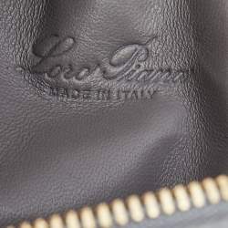 Pre Owned Loro Piana Grey Ostrich Leather Zip Pouch