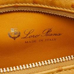 Pre Owned Loro Piana Mustard Ostrich Zip Crossbody Bag