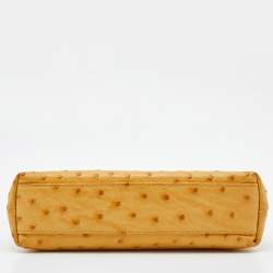Pre Owned Loro Piana Mustard Ostrich Zip Crossbody Bag