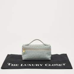 Pre Owned Loro Piana Sky Blue Ostrich L19 Pouch