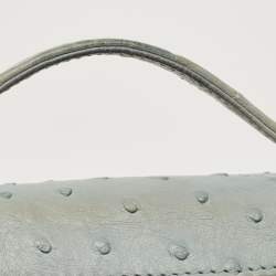 Pre Owned Loro Piana Sky Blue Ostrich L19 Pouch