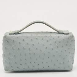 Pre Owned Loro Piana Sky Blue Ostrich L19 Pouch