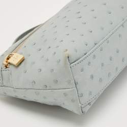 Pre Owned Loro Piana Sky Blue Ostrich L19 Pouch