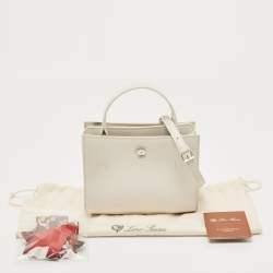 Loro Piana White Leather Petite Odessa Top Handle Bag