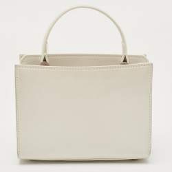 Loro Piana White Leather Petite Odessa Top Handle Bag