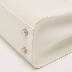 Loro Piana White Leather Petite Odessa Top Handle Bag
