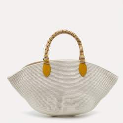 Pre Owned Loro Piana Beige/Yellow Cotton Mini Eolian Bag