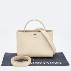Loro Piana Light Beige Ostrich Odessa Top Handle Bag