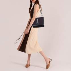 Loro Piana Purple/Navy Blue Felt and Leather Petite Lock-In Shoulder Bag