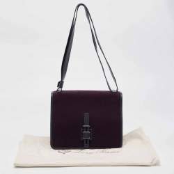 Loro Piana Purple/Navy Blue Felt and Leather Petite Lock-In Shoulder Bag