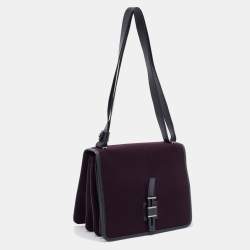 Loro Piana Purple/Navy Blue Felt and Leather Petite Lock-In Shoulder Bag