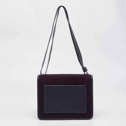 Loro Piana Purple/Navy Blue Felt and Leather Petite Lock-In Shoulder Bag