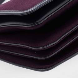Loro Piana Purple/Navy Blue Felt and Leather Petite Lock-In Shoulder Bag