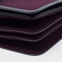 Loro Piana Purple/Navy Blue Felt and Leather Petite Lock-In Shoulder Bag