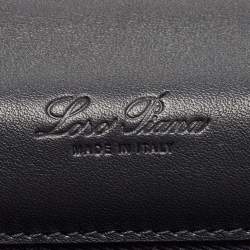 Loro Piana Purple/Navy Blue Felt and Leather Petite Lock-In Shoulder Bag
