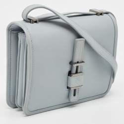 Pre Owned Loro Piana Pale Blue Leather Lock-In Shoulder Bag