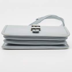 Pre Owned Loro Piana Pale Blue Leather Lock-In Shoulder Bag