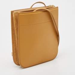 Pre Owned Loro Piana Yellow Leather And Suede My Way Crossbody Bag