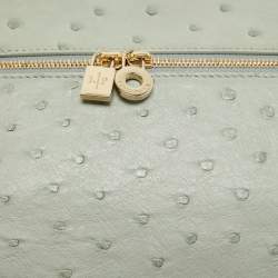 Pre Owned Loro Piana Grey Ostrich Extra Pocket L27 Pouch