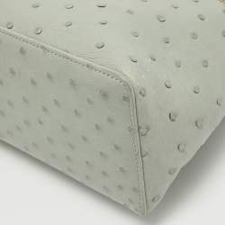 Pre Owned Loro Piana Grey Ostrich Extra Pocket L27 Pouch