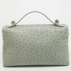 Pre Owned Loro Piana Grey Ostrich Extra Pocket L27 Pouch