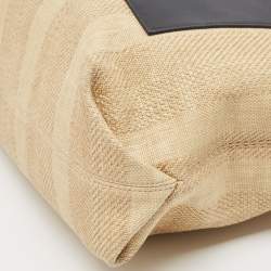 Loro Piana Cream/Black Raffia and Leather Inside Out Tote