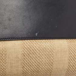 Loro Piana Cream/Black Raffia and Leather Inside Out Tote