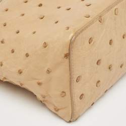 Pre Owned Loro Piana Beige Ostrich Extra Pocket L27 Pouch