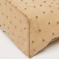 Pre Owned Loro Piana Beige Ostrich Extra Pocket L27 Pouch