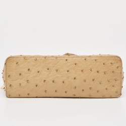 Pre Owned Loro Piana Beige Ostrich Extra Pocket L27 Pouch