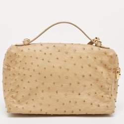 Pre Owned Loro Piana Beige Ostrich Extra Pocket L27 Pouch