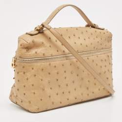 Pre Owned Loro Piana Beige Ostrich Extra Pocket L27 Pouch