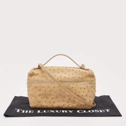 Pre Owned Loro Piana Beige Ostrich Extra Pocket L27 Pouch