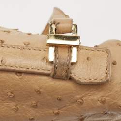 Pre Owned Loro Piana Beige Ostrich Extra Pocket L27 Pouch