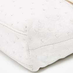 Pre Owned Loro Piana Off White Ostrich Leather Zip L19 Pouch