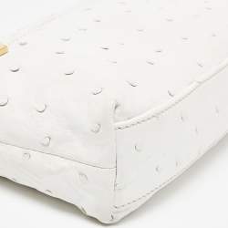 Pre Owned Loro Piana Off White Ostrich Leather Zip L19 Pouch