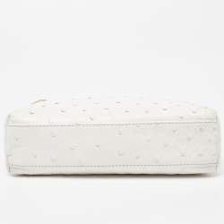 Pre Owned Loro Piana Off White Ostrich Leather Zip L19 Pouch