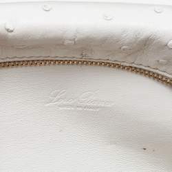 Pre Owned Loro Piana Off White Ostrich Leather Zip L19 Pouch
