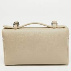 Pre Owned Loro Piana Beige Leather Extra Pocket L19 Pouch