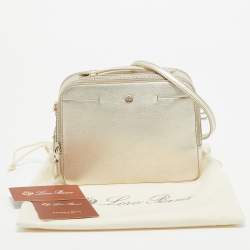 Pre Owned Loro Piana Metallic Gold Leather Mini Clui Crossbody Bag
