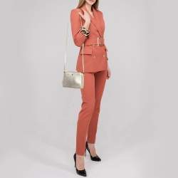 Pre Owned Loro Piana Metallic Gold Leather Mini Clui Crossbody Bag