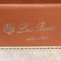 Pre Owned Loro Piana Metallic Gold Leather Mini Clui Crossbody Bag