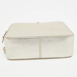 Pre Owned Loro Piana Metallic Gold Leather Mini Clui Crossbody Bag