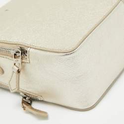 Pre Owned Loro Piana Metallic Gold Leather Mini Clui Crossbody Bag